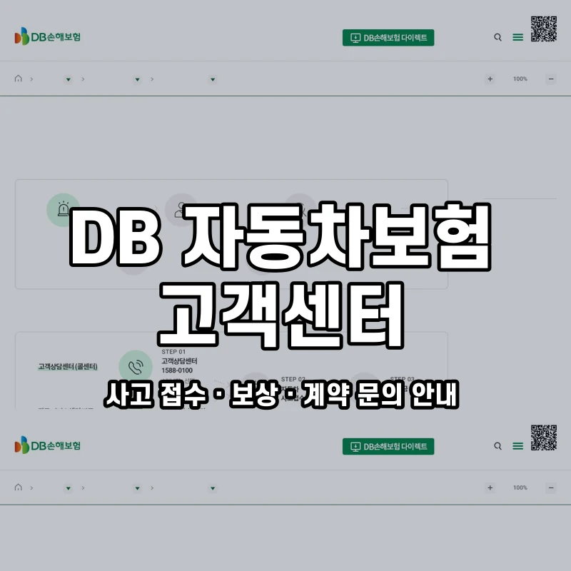 DB 자동차보험 고객센터 공식 홈페이지 화면