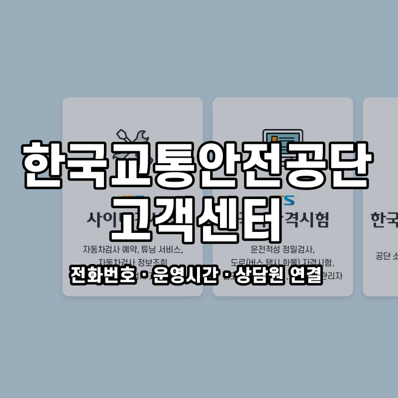 한국교통안전공단 고객센터 공식 홈페이지 화면