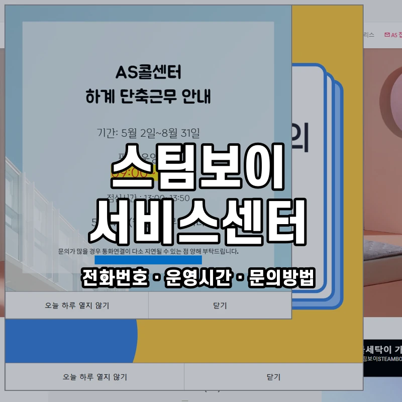 스팀보이 서비스센터 공식 홈페이지 화면
